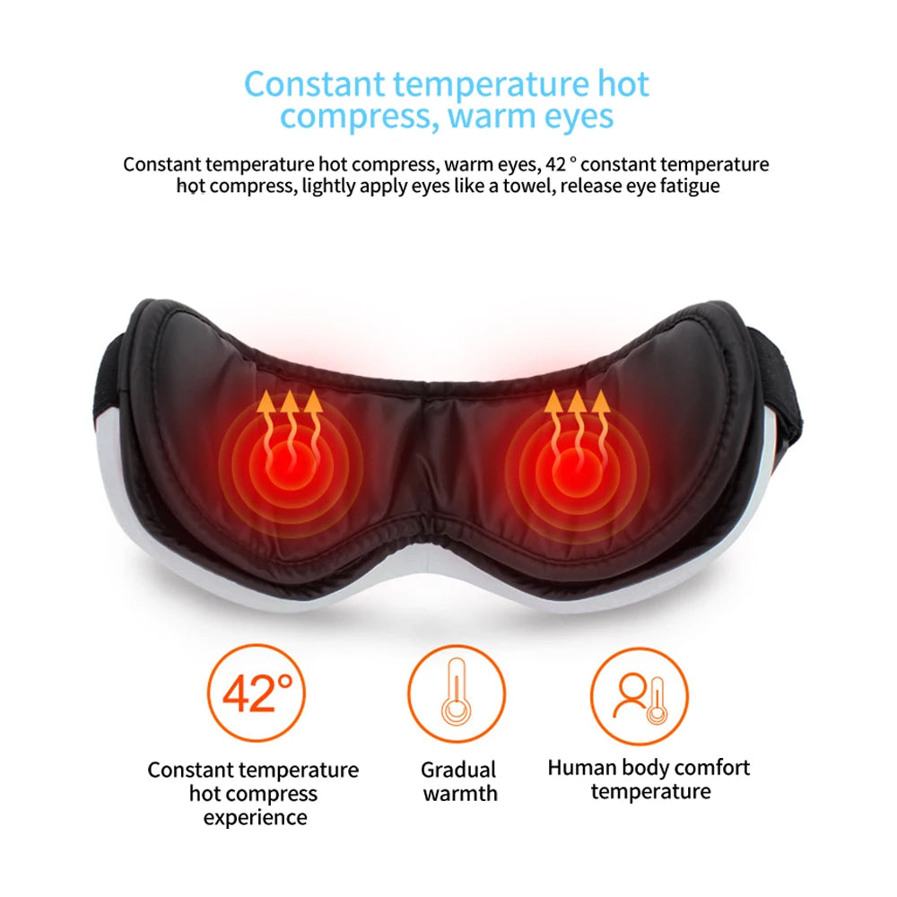 Foldable Eye Massager with Vibration, Airbag Pressure, Hot Compress & Bluetooth Music