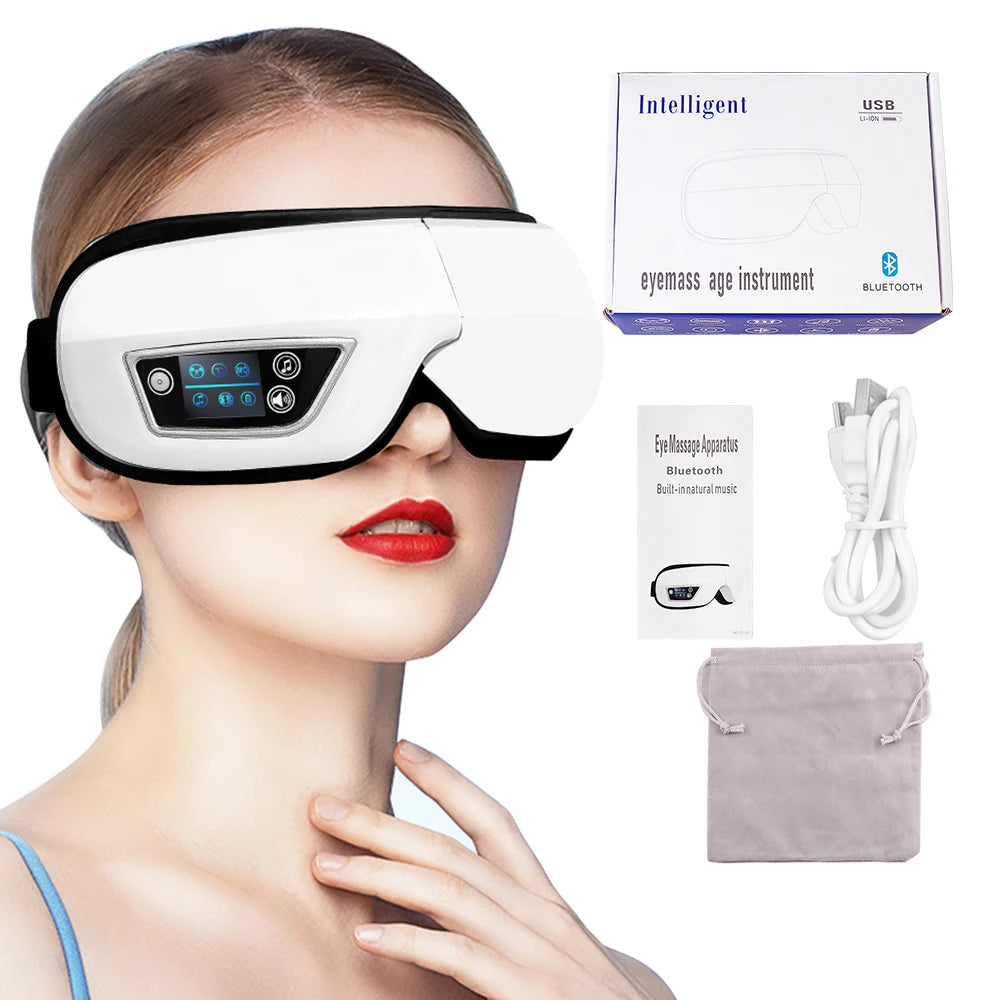 Foldable Eye Massager with Vibration, Airbag Pressure, Hot Compress & Bluetooth Music